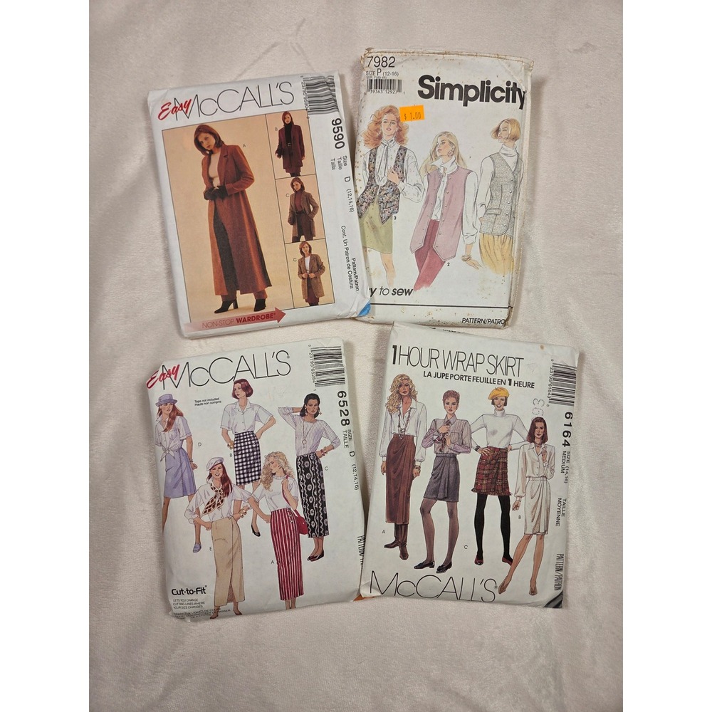 VTG 90s Sewing Pattern Lot of 4 McCalls Simplicity DIY Craftcore